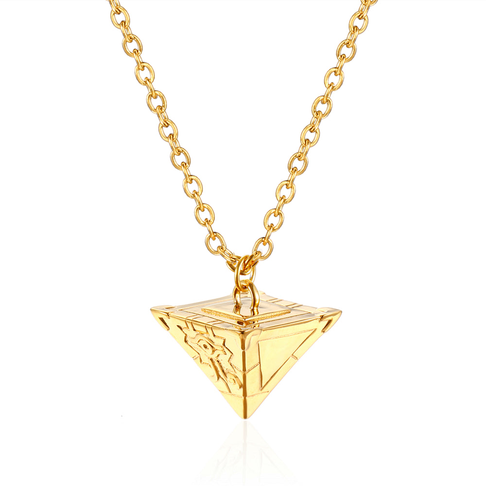 Handmade French Style Trillion-cut Necklace For Unisex, 304 Stainless Steel With 18K Real Gold Plated Cable Chain