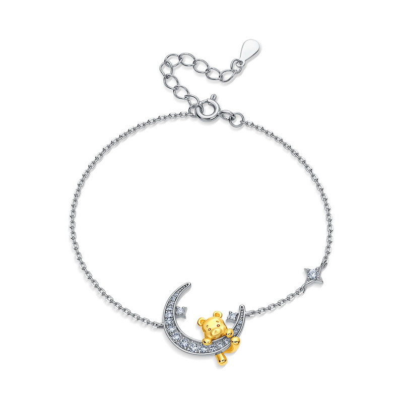 New Korean S925 Silver 10k Gold-plated Blue Topaz Bracelet