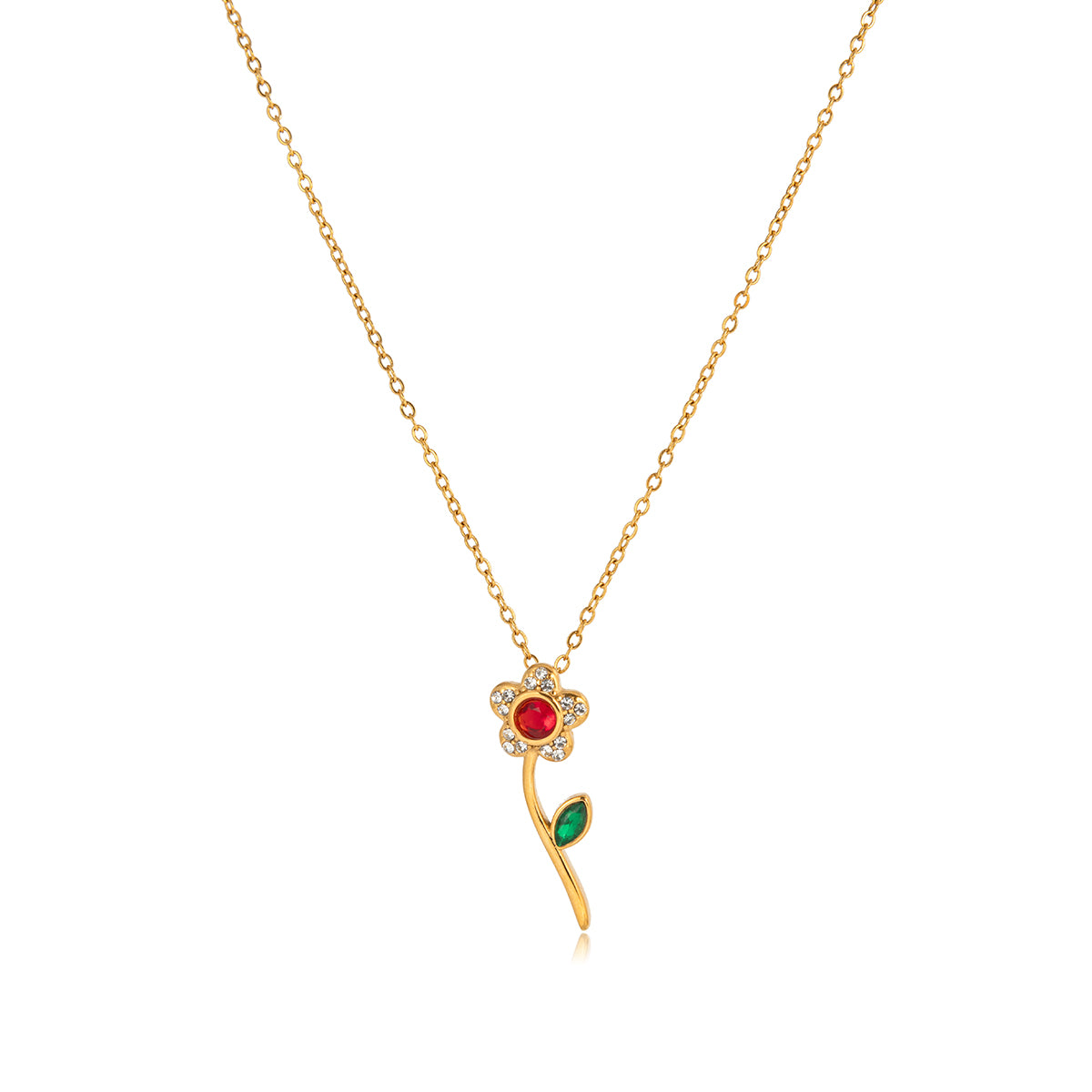 Geometric Waterproof Necklace For Women, 18K Gold Plated 304 Stainless Steel With Zircon Inlay, PVD Coated