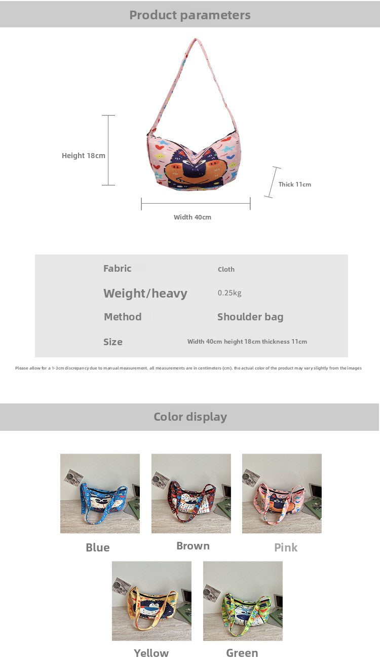 Cartoon Dumpling Shape Shoulder Bag For Women In Polyester With Single Shoulder Strap, Perfect For Spring