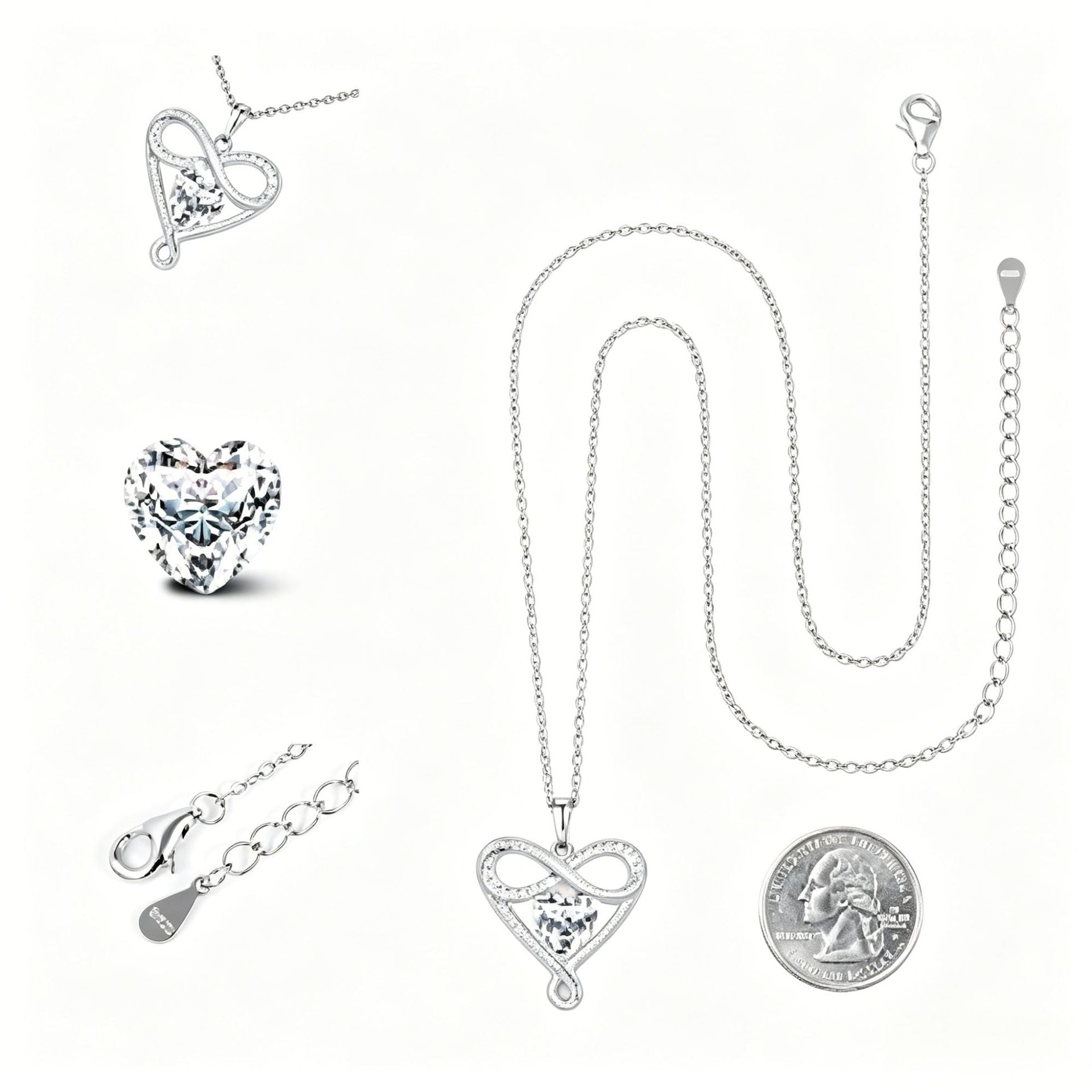 Heart Shape Silver Necklace For Women With Copper Box Chain And Copper Pendant