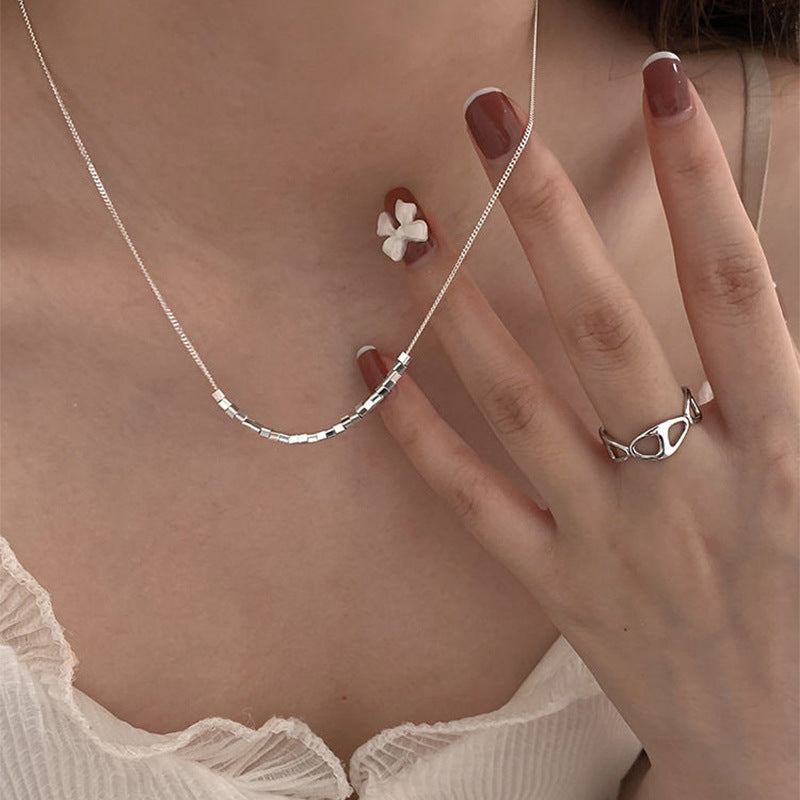 Infinity Necklace For Women In Silver Featuring Copper Cable Chain And Copper Pendant