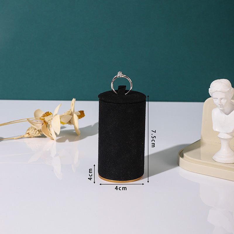 Modern Style Wooden Ring Box In Dyed Black, Elegant Jewelry Storage Solution
