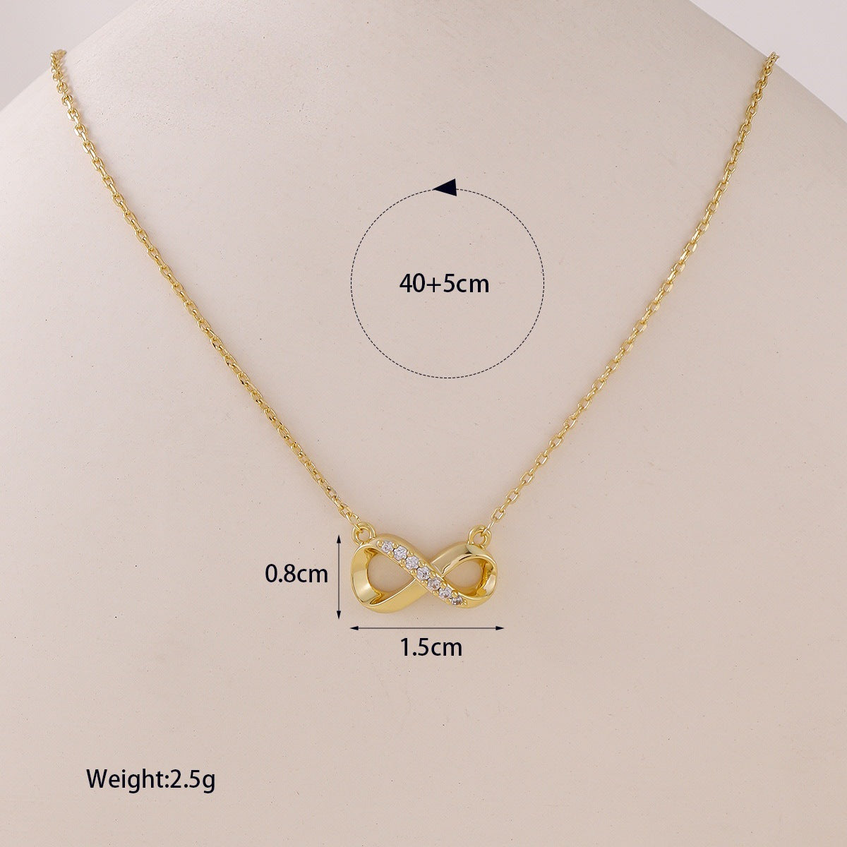 Infinity Necklace For Women In Simple Style Featuring Copper Pendant With Golden Electroplated Finish