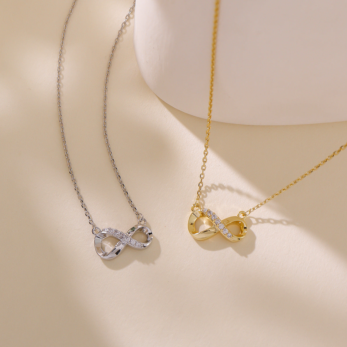 Infinity Necklace For Women In Simple Style Featuring Copper Pendant With Golden Electroplated Finish
