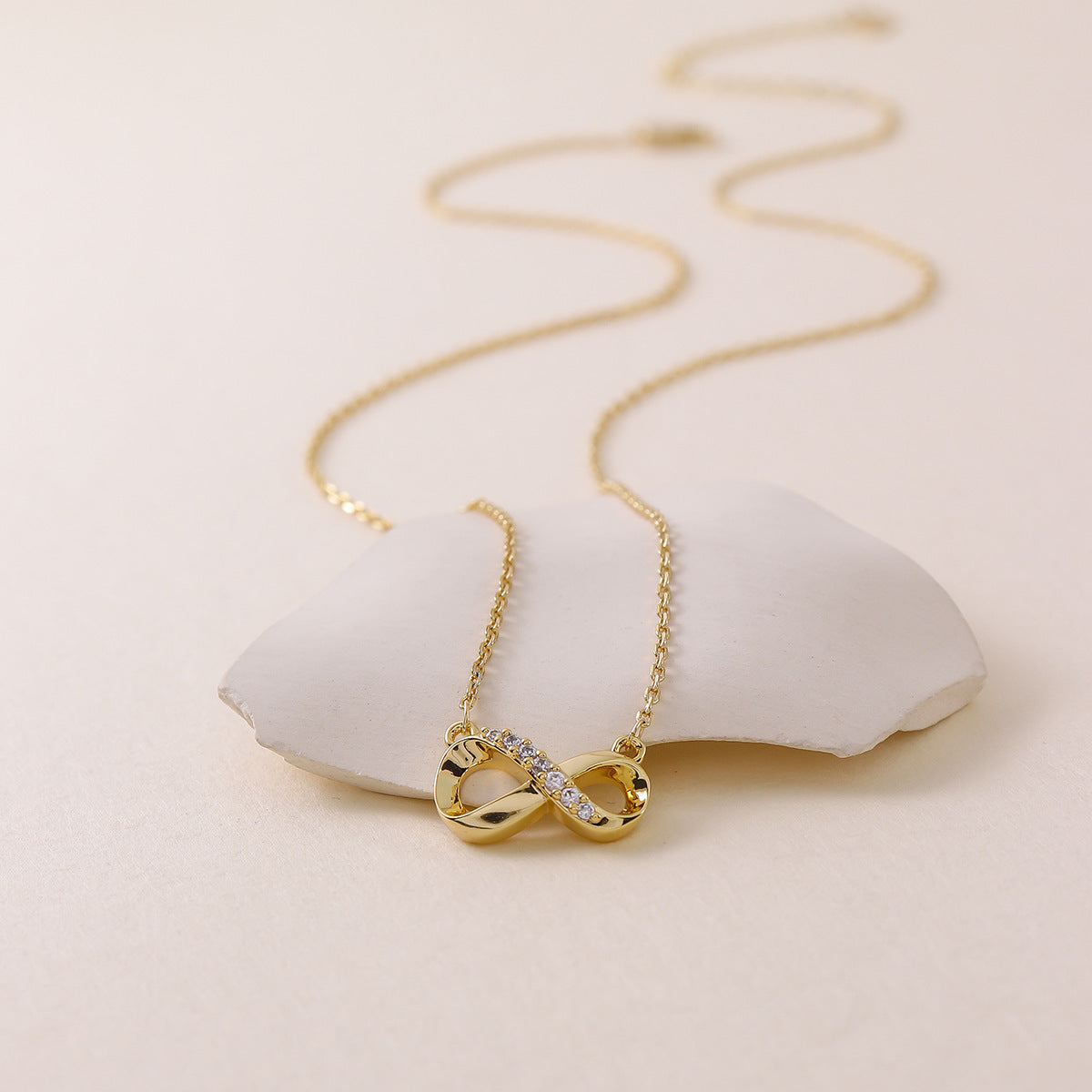 Infinity Necklace For Women In Simple Style Featuring Copper Pendant With Golden Electroplated Finish