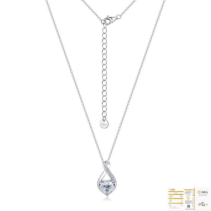 Heart Shape Necklace For Women In Rose Gold Featuring 925 Sterling Silver Pendant With Moissanite On Cable Chain