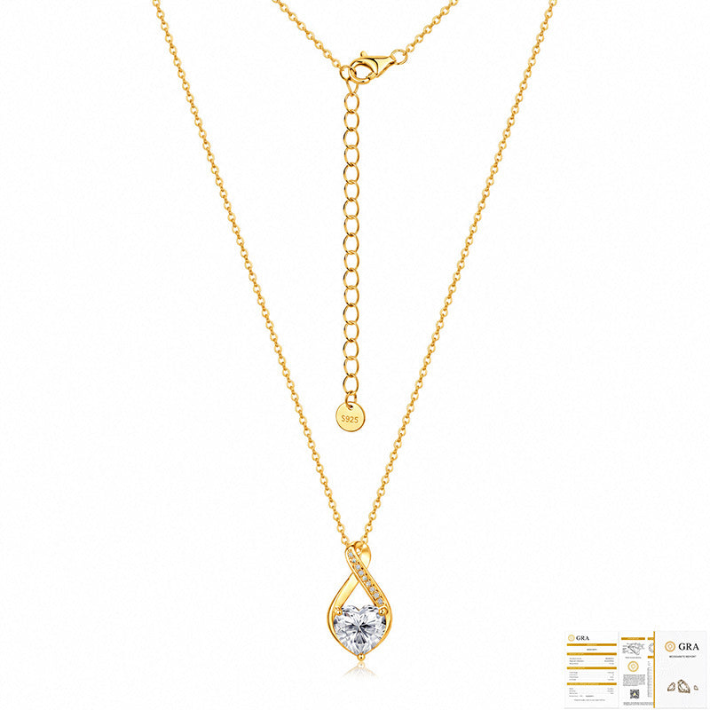 Heart Shape Necklace For Women In Rose Gold Featuring 925 Sterling Silver Pendant With Moissanite On Cable Chain