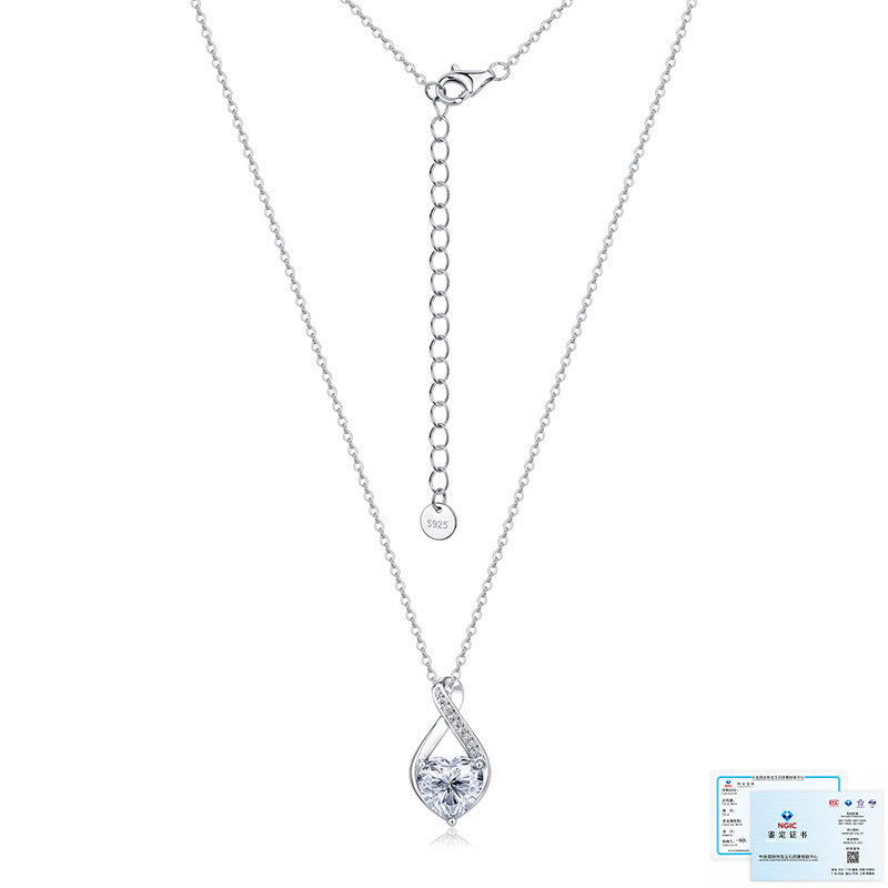 Heart Shape Necklace For Women In Rose Gold Featuring 925 Sterling Silver Pendant With Moissanite On Cable Chain