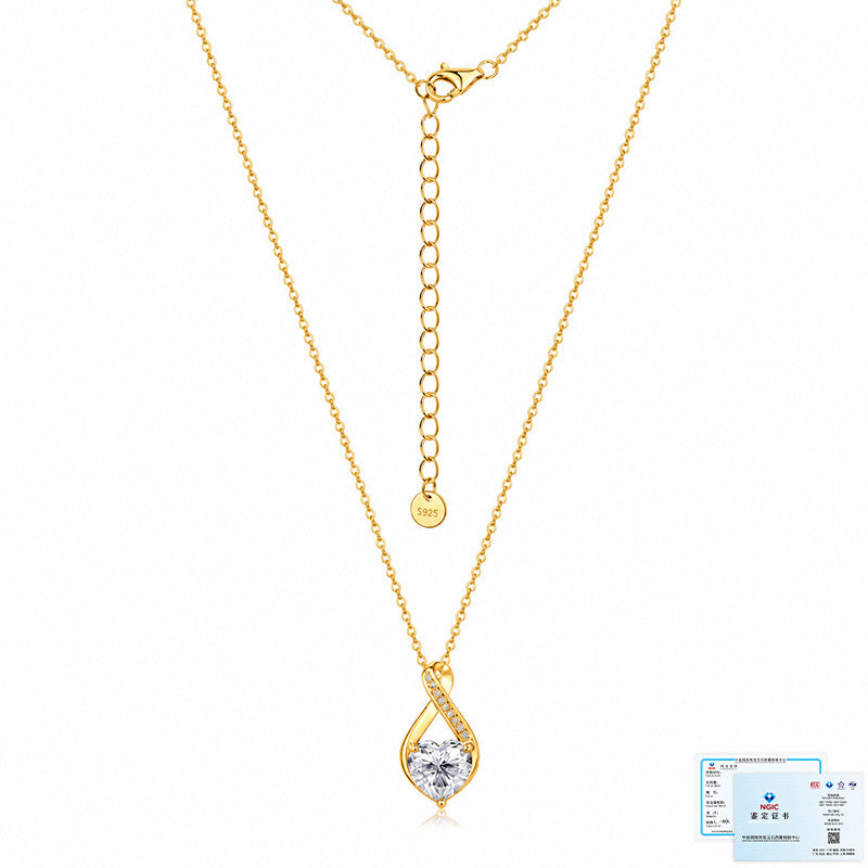 Heart Shape Necklace For Women In Rose Gold Featuring 925 Sterling Silver Pendant With Moissanite On Cable Chain