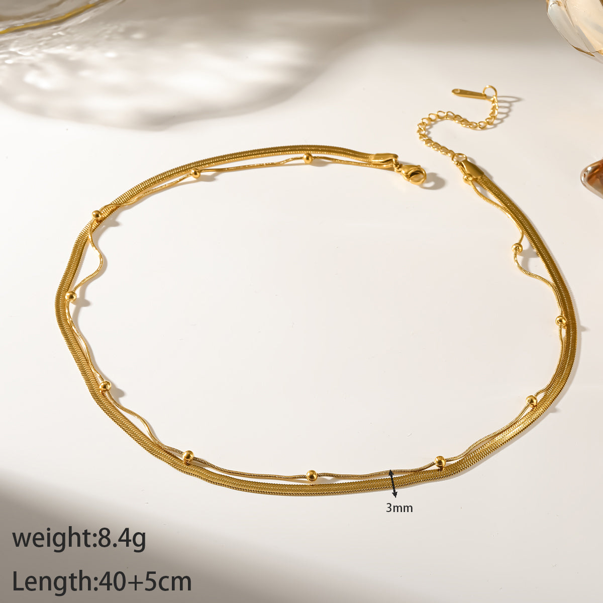 Geometric Double Layer Necklace For Women With 18K Real Gold Plated 304 Stainless Steel And PVD Coated Electroplated Snake Chain