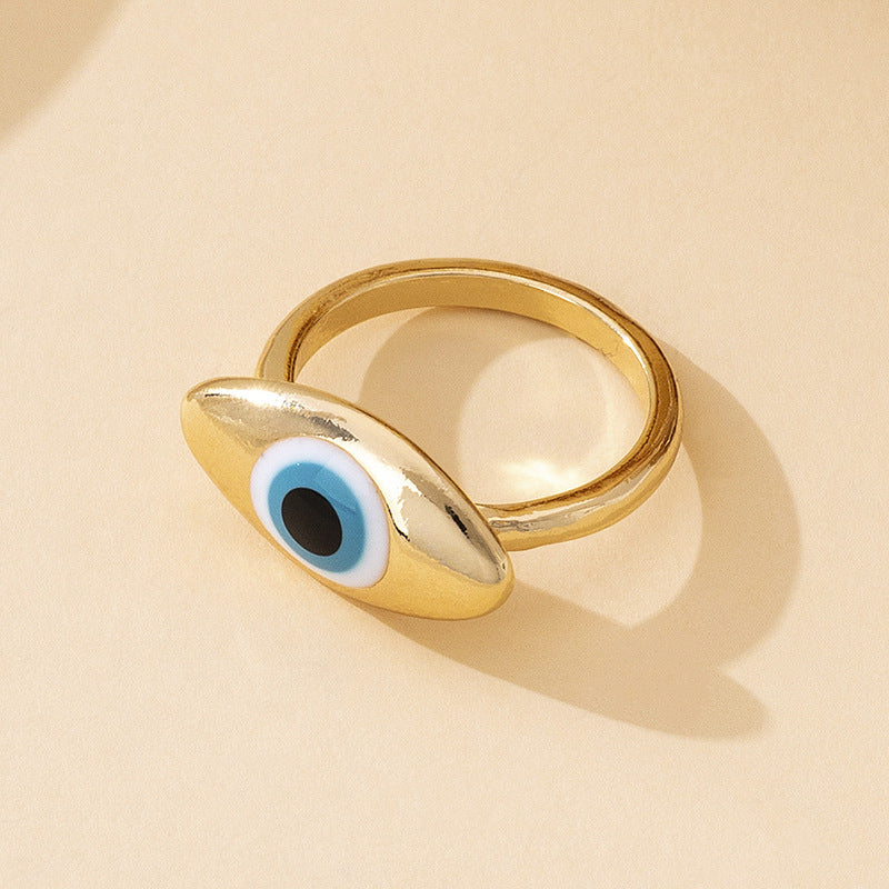 Devil's Eye Ring For Women In Simple Style, Gold Alloy Material, Elegant And Stylish Accessory