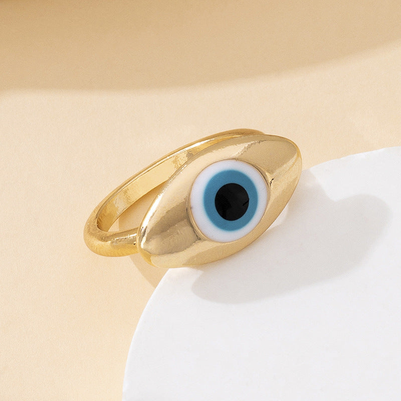 Devil's Eye Ring For Women In Simple Style, Gold Alloy Material, Elegant And Stylish Accessory