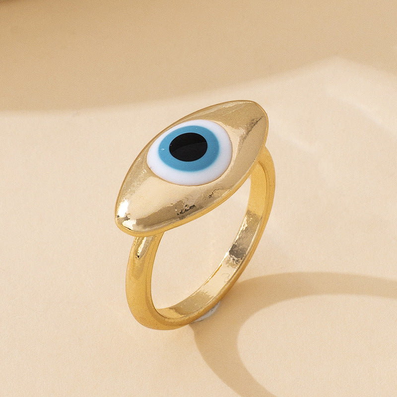 Devil's Eye Ring For Women In Simple Style, Gold Alloy Material, Elegant And Stylish Accessory