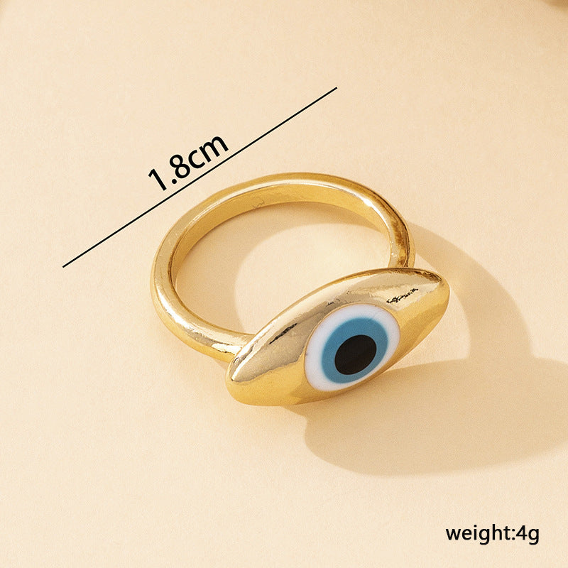 Devil's Eye Ring For Women In Simple Style, Gold Alloy Material, Elegant And Stylish Accessory