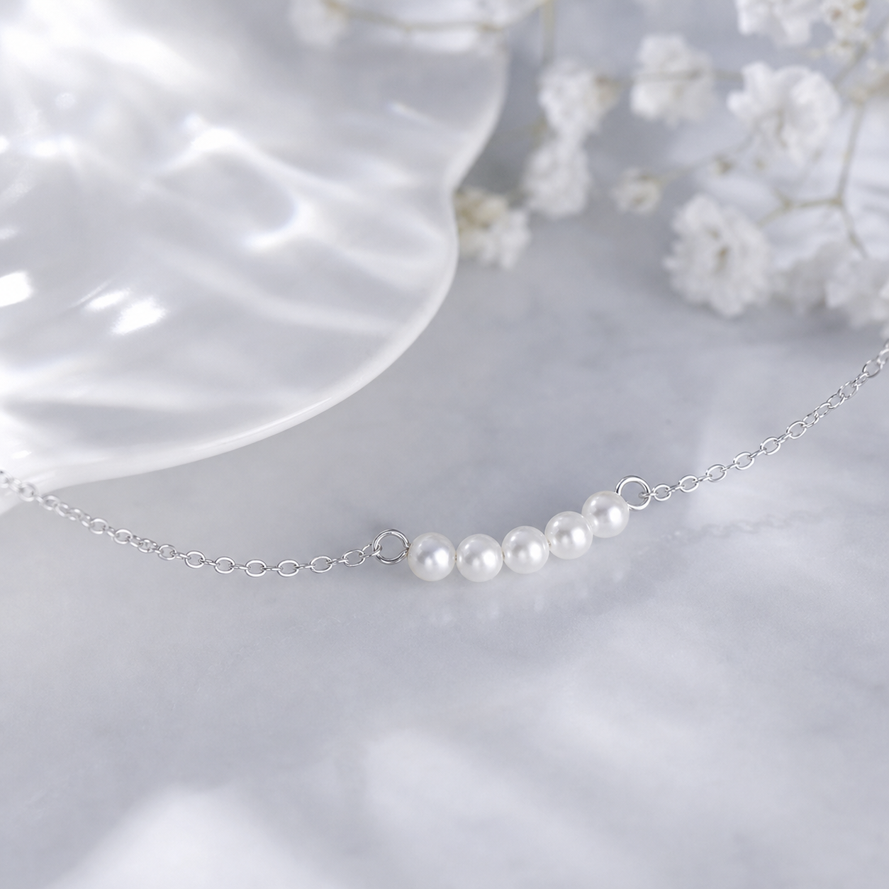 Geometric New Style Unisex Necklace With 14K Real Gold Plated Finish And Imitation Pearl On Cable Chain, Perfect Birthday Gift