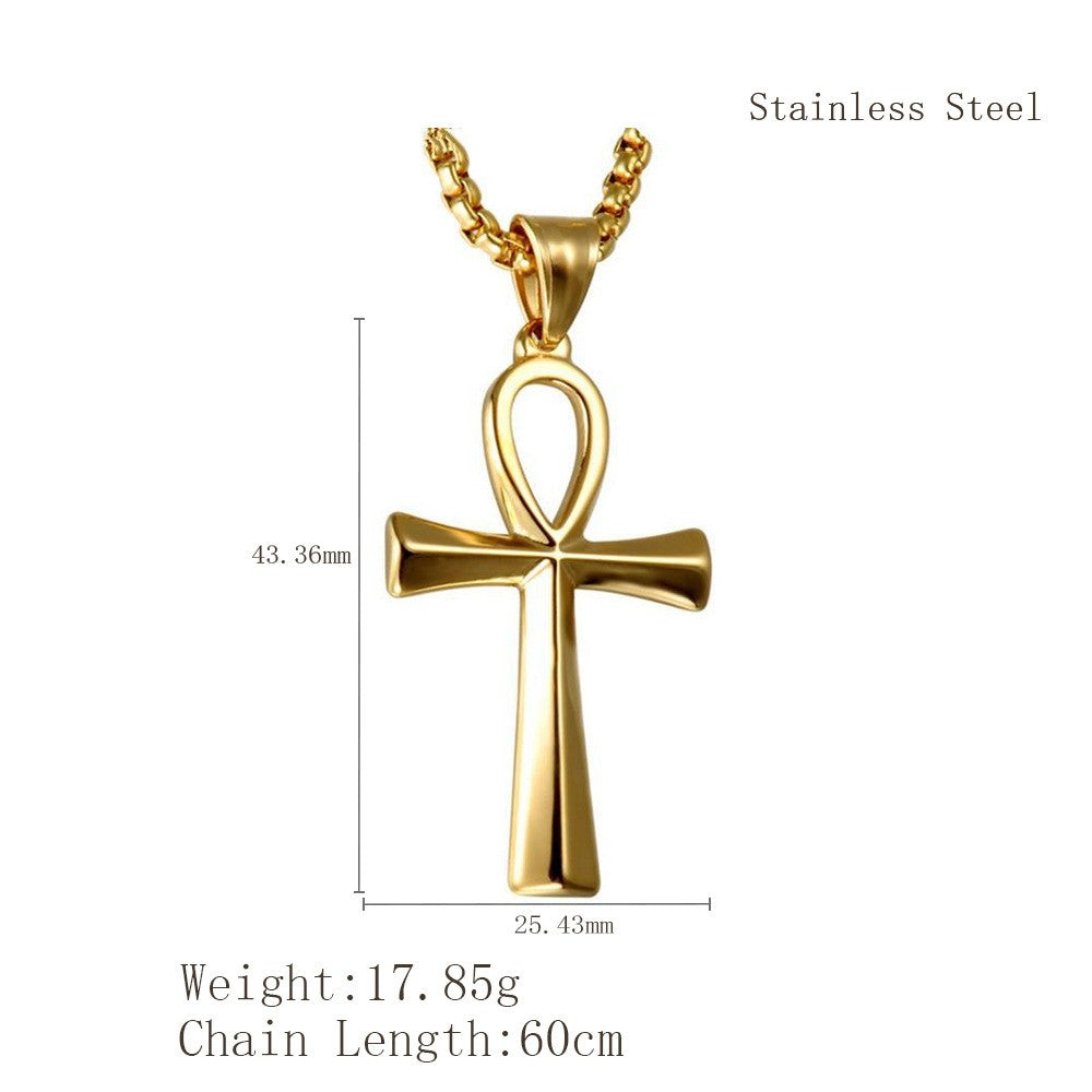Handmade French Style Cross Necklace For Unisex Featuring 18K Real Gold Plated 304 Stainless Steel With Box Chain