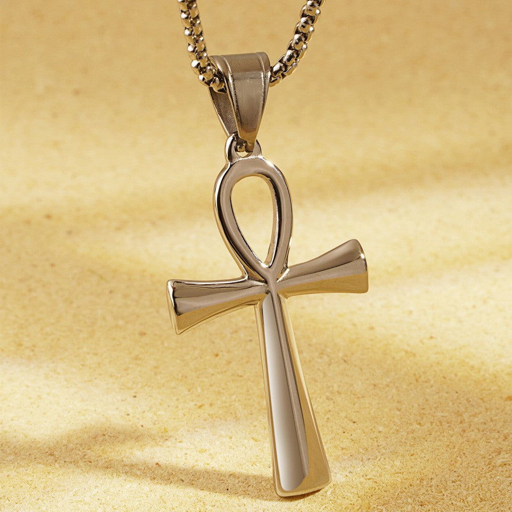 Handmade French Style Cross Necklace For Unisex Featuring 18K Real Gold Plated 304 Stainless Steel With Box Chain