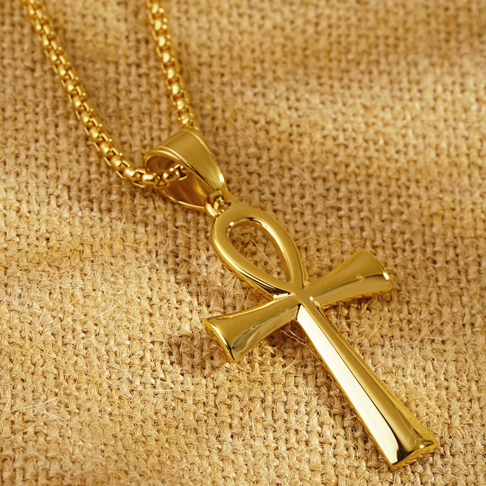 Handmade French Style Cross Necklace For Unisex Featuring 18K Real Gold Plated 304 Stainless Steel With Box Chain