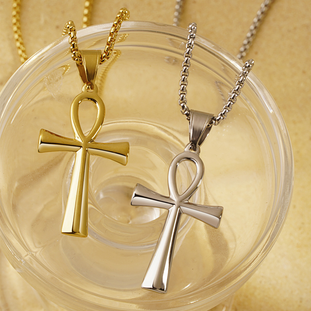 Handmade French Style Cross Necklace For Unisex Featuring 18K Real Gold Plated 304 Stainless Steel With Box Chain