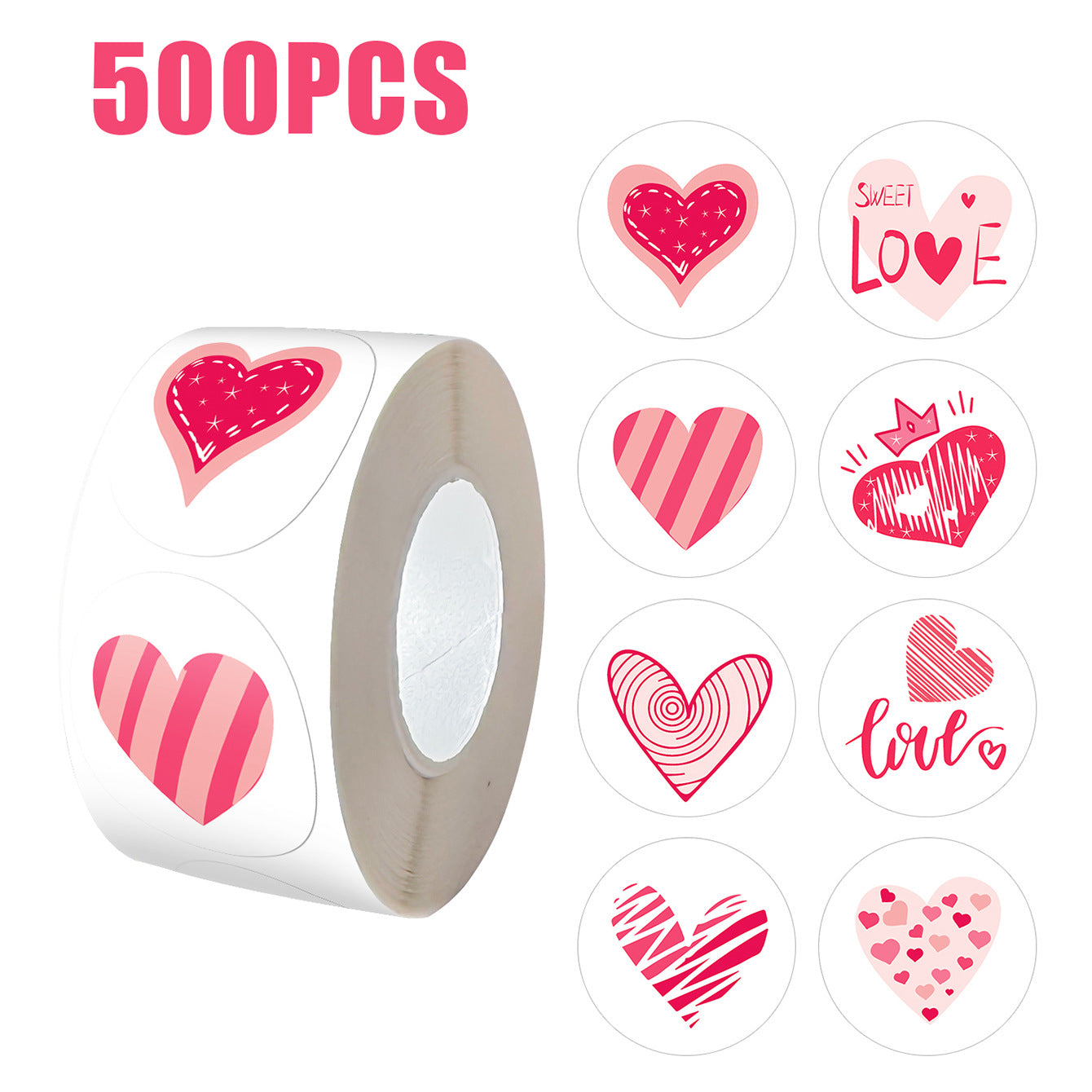 Heart Shape Valentine's Day Stickers, 1 Roll Copper Plate Sticker For Valentine's Day