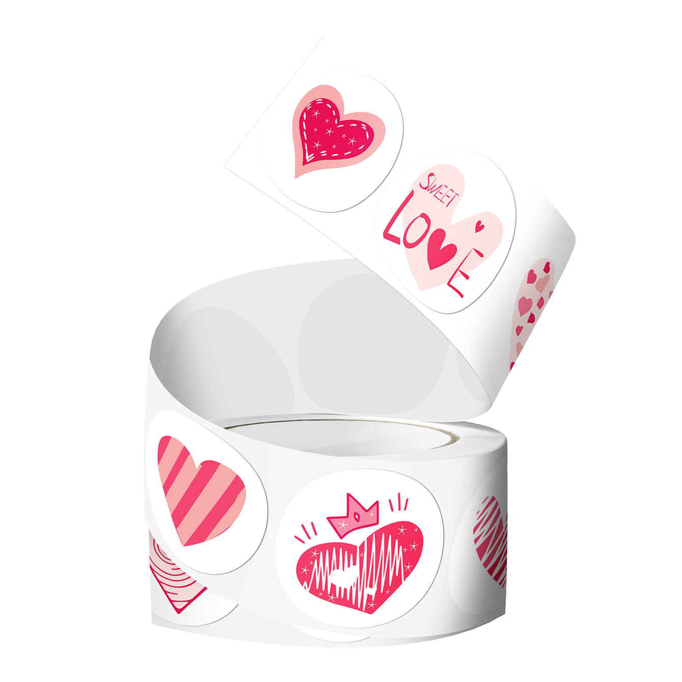 Heart Shape Valentine's Day Stickers, 1 Roll Copper Plate Sticker For Valentine's Day