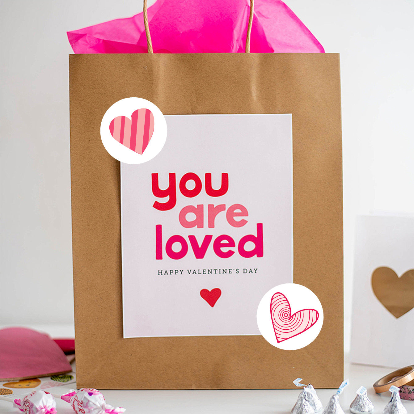 Heart Shape Valentine's Day Stickers, 1 Roll Copper Plate Sticker For Valentine's Day