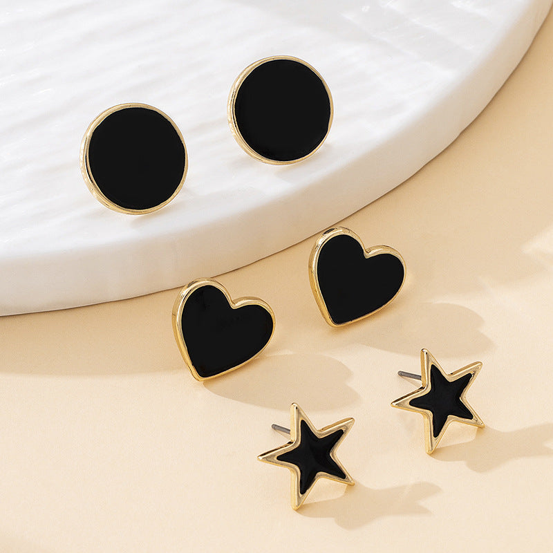 Heart Shape Stud Earrings In Simple Style With Electroplated Alloy And 304 Stainless Steel Posts For Women