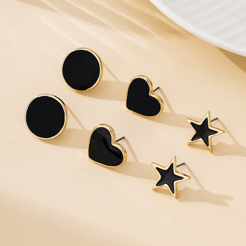 Heart Shape Stud Earrings In Simple Style With Electroplated Alloy And 304 Stainless Steel Posts For Women