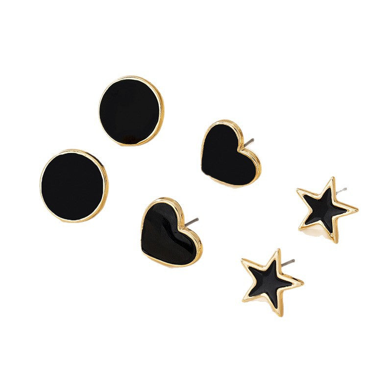 Heart Shape Stud Earrings In Simple Style With Electroplated Alloy And 304 Stainless Steel Posts For Women