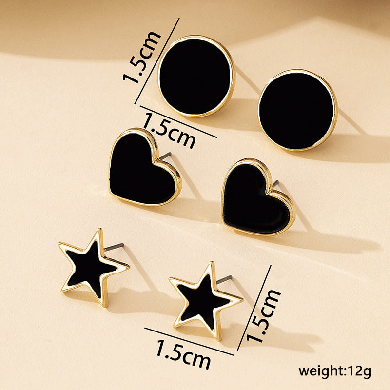 Heart Shape Stud Earrings In Simple Style With Electroplated Alloy And 304 Stainless Steel Posts For Women
