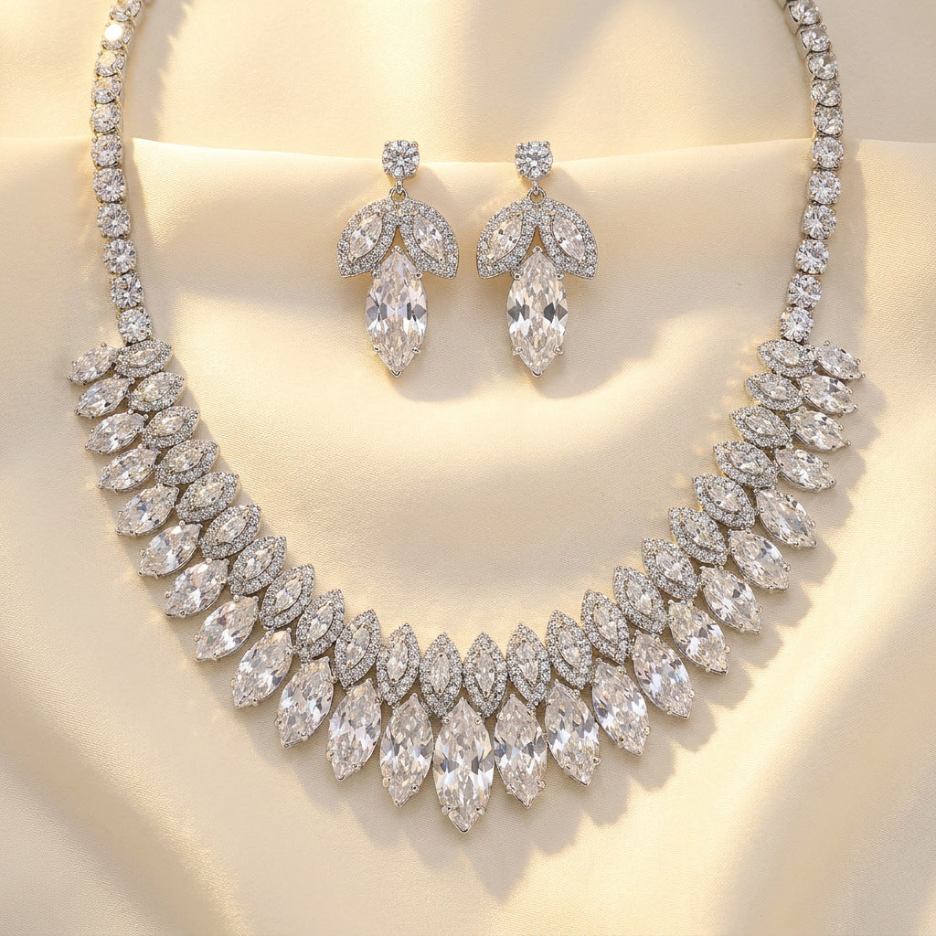 Multicolor Plant Jewelry Set For Women Featuring Zinc Material With Rhinestone Inlay, 1 Set