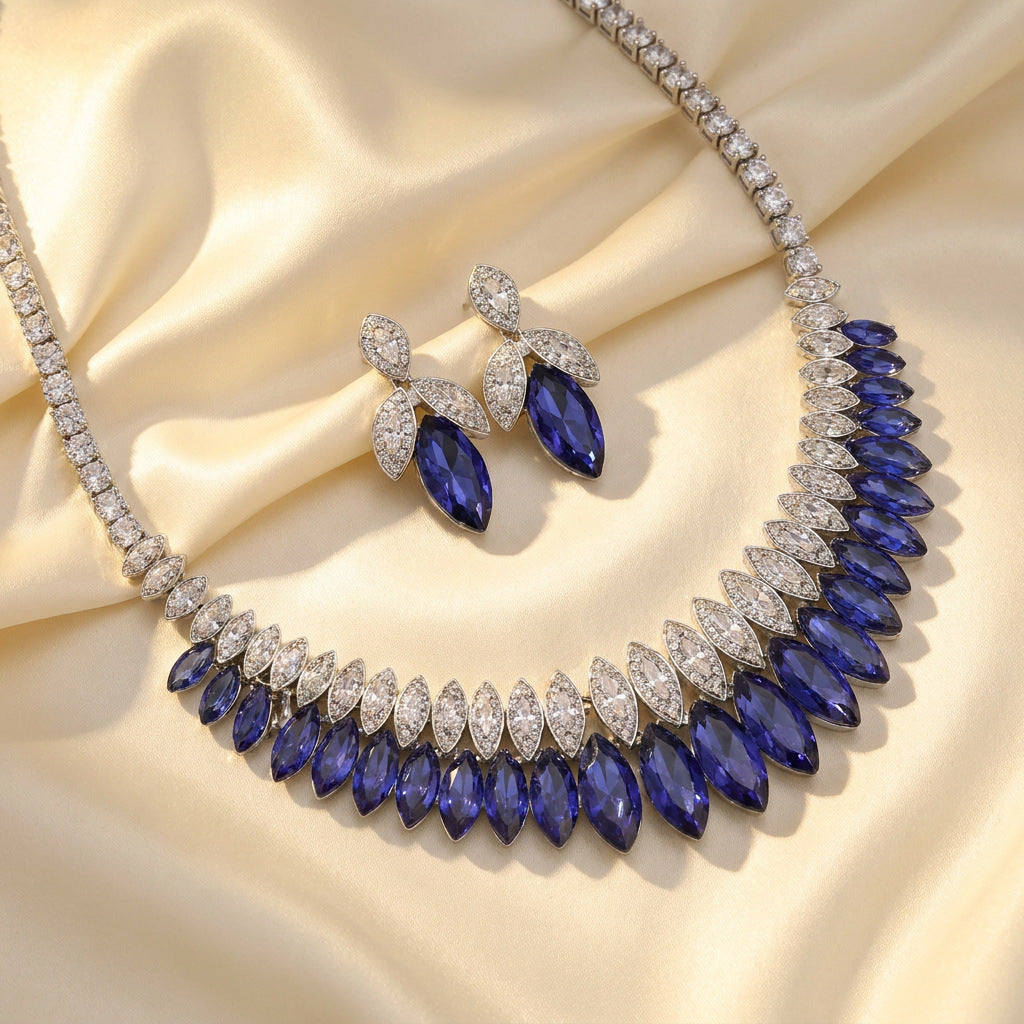 Multicolor Plant Jewelry Set For Women Featuring Zinc Material With Rhinestone Inlay, 1 Set