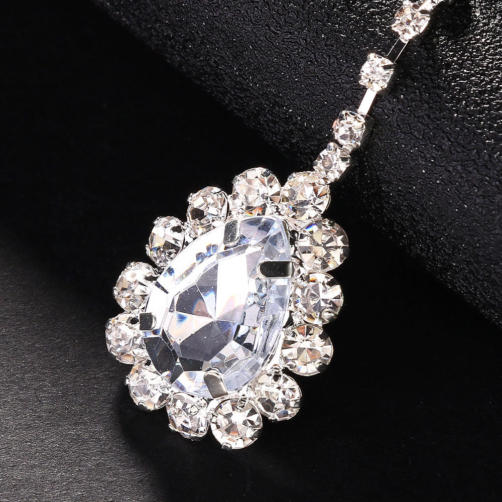 Luxurious Geometric Earrings For Women With Silver Plated Alloy And Rhinestone Pave Inlay