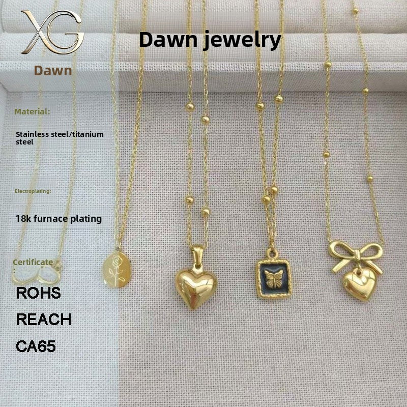 Heart Shape Pendant Necklace In 304 Stainless Steel With PVD Coated 18K Real Gold Plated Finish For Adults, Perfect For Daily Wear