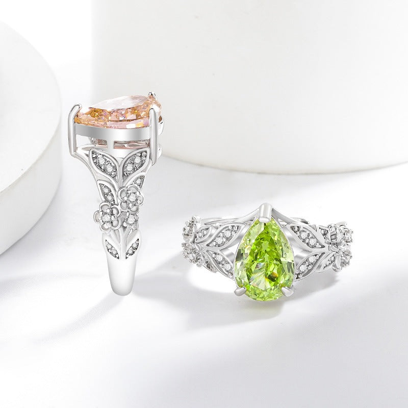 Real Gold Plated Copper Flowers Cutting Ring For Women In Multicolor