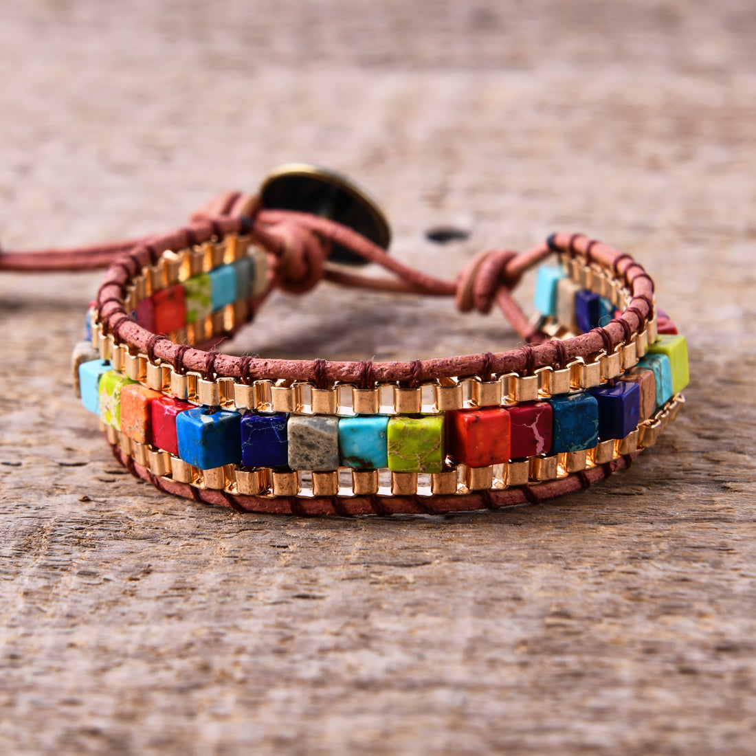 Geometric Braid Natural Stone Bracelets For Adults Featuring 18K Real Gold Plated With 0.01µm Thickness In Bohemian Style