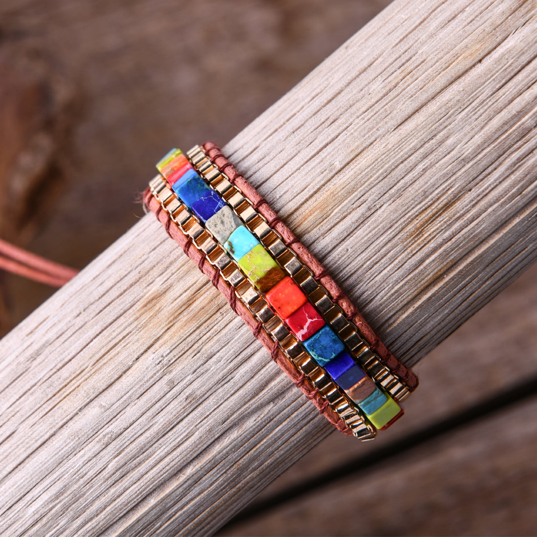 Geometric Braid Natural Stone Bracelets For Adults Featuring 18K Real Gold Plated With 0.01µm Thickness In Bohemian Style