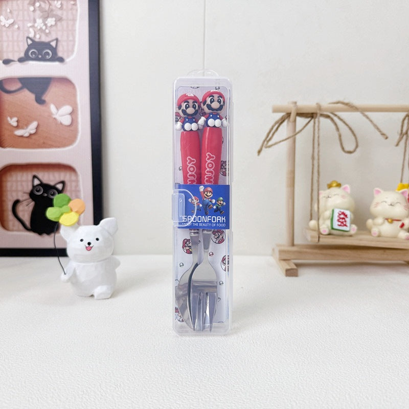 Cartoon Birthday Tableware Set Featuring Western Cutlery With Knife, Fork, And Spoon For Kids