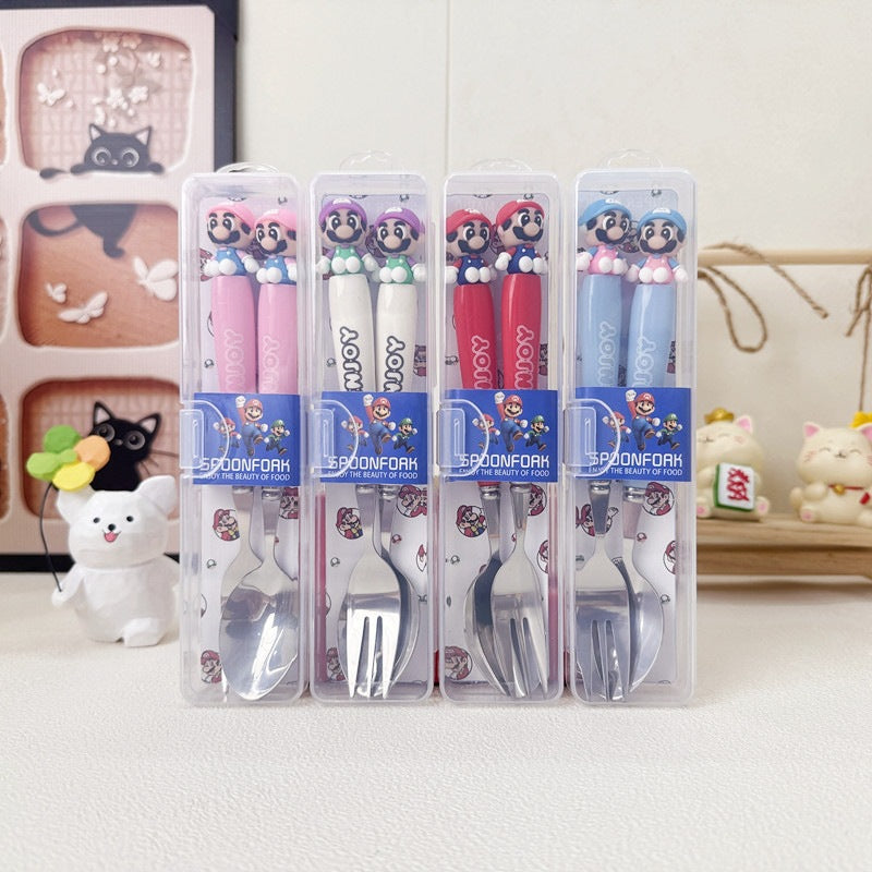 Cartoon Birthday Tableware Set Featuring Western Cutlery With Knife, Fork, And Spoon For Kids