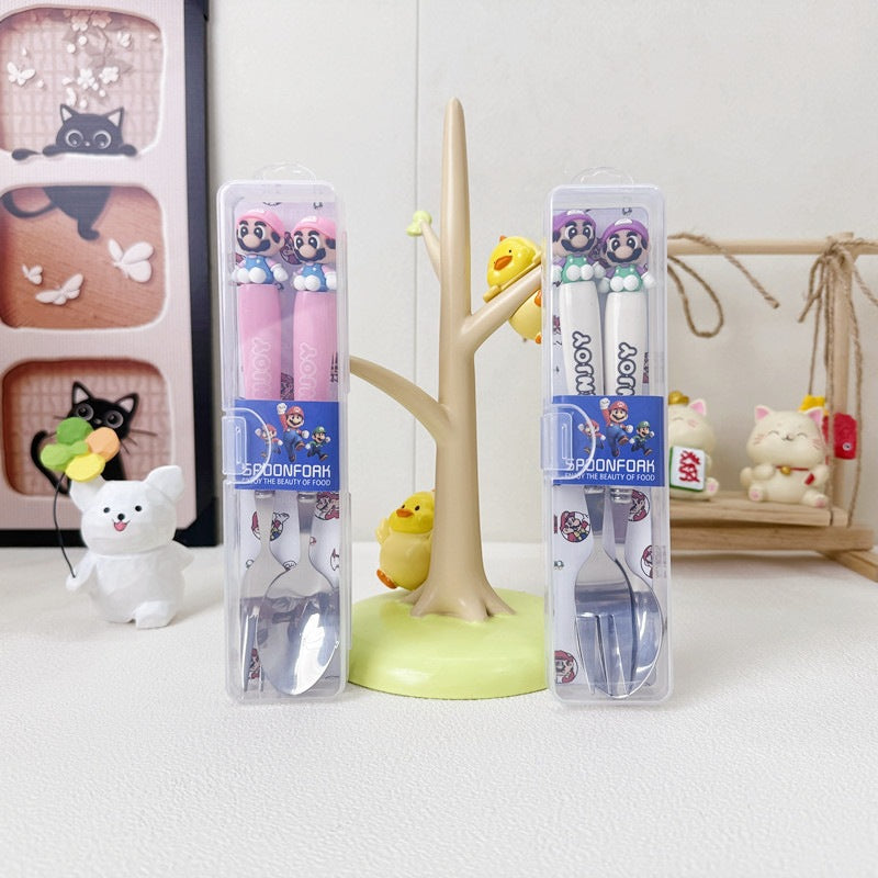 Cartoon Birthday Tableware Set Featuring Western Cutlery With Knife, Fork, And Spoon For Kids