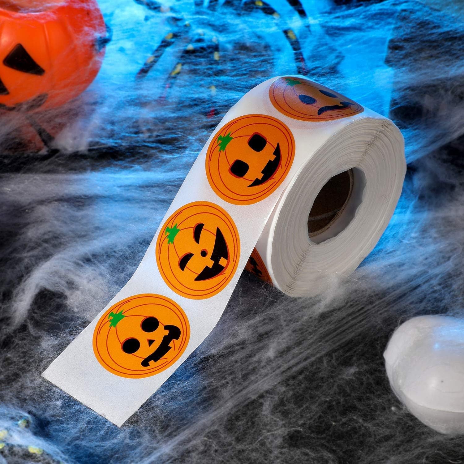 Halloween Pumpkin Stickers In Festive PVC Self-Adhesive Material For Seasonal Decoration