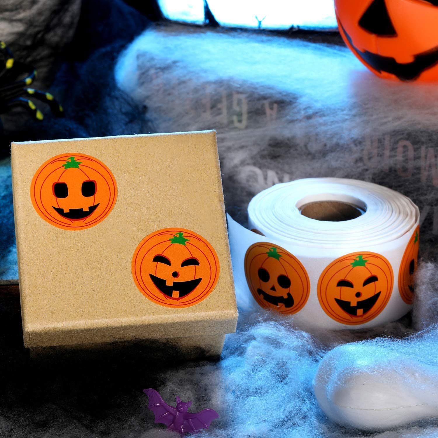Halloween Pumpkin Stickers In Festive PVC Self-Adhesive Material For Seasonal Decoration