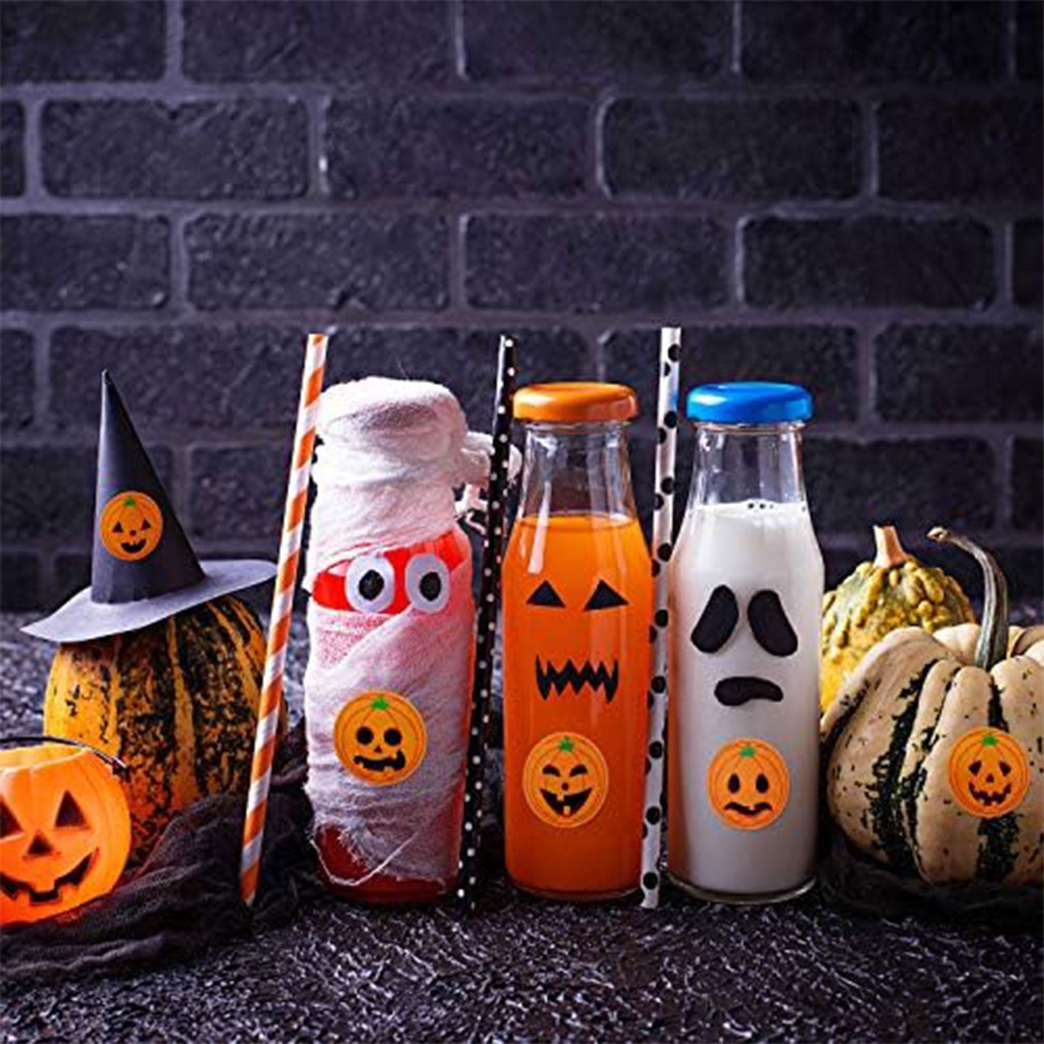 Halloween Pumpkin Stickers In Festive PVC Self-Adhesive Material For Seasonal Decoration