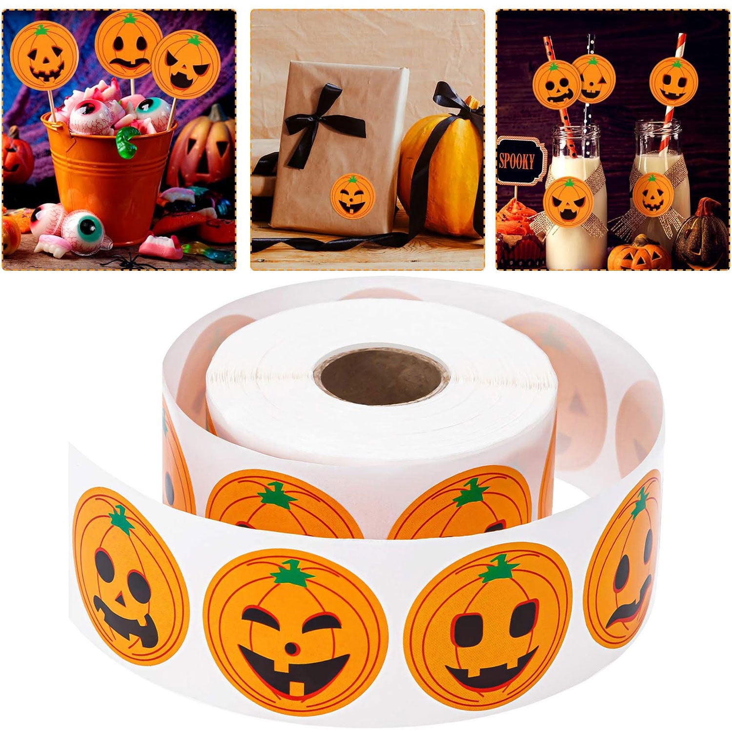 Halloween Pumpkin Stickers In Festive PVC Self-Adhesive Material For Seasonal Decoration