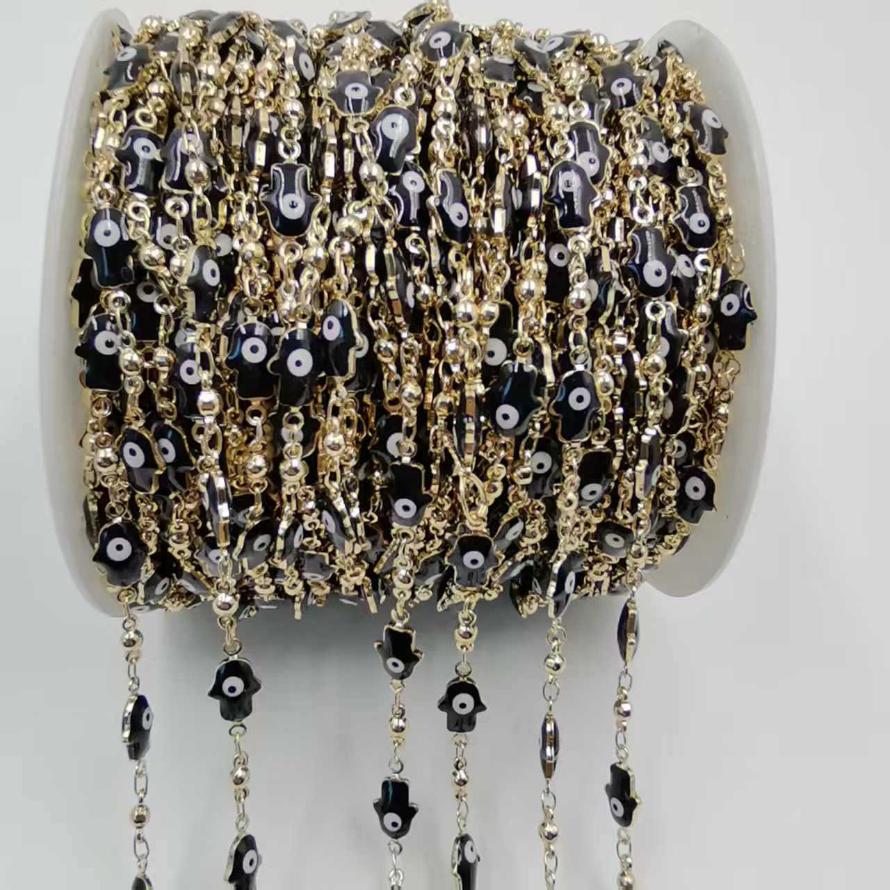 Devil's Eye Electroplated Copper Chain Featuring Handmade Chain Style With Electroplated Finish