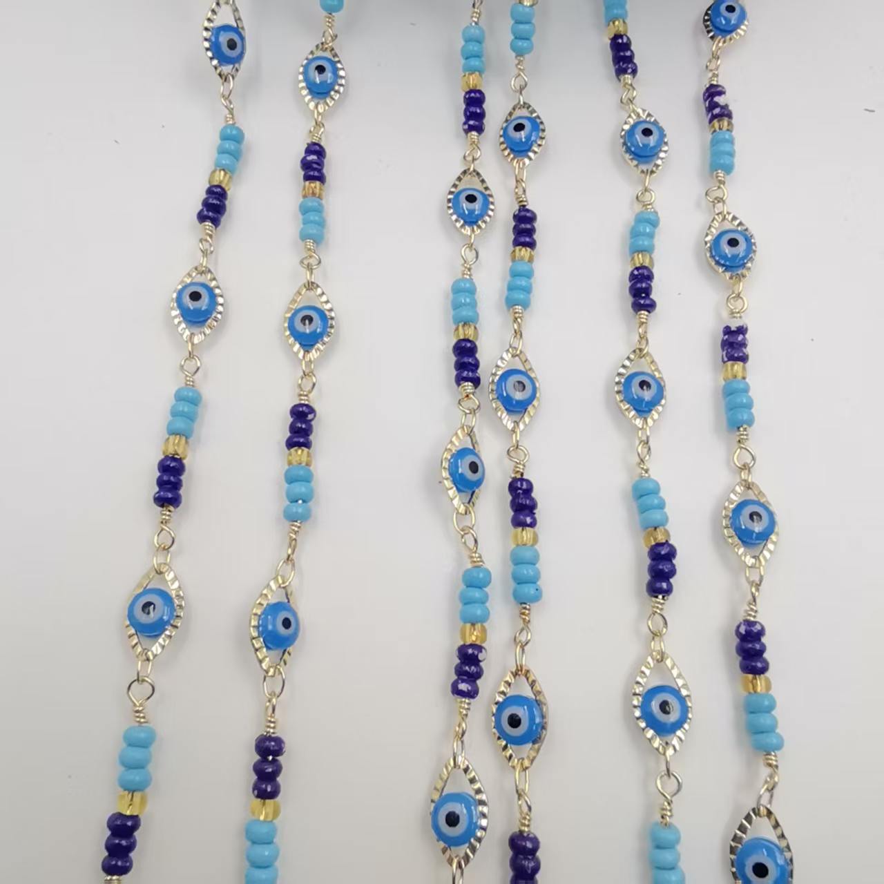 Devil's Eye Electroplated Chain In KC Golden Plated Copper, Handmade Gold Jewelry Accessory