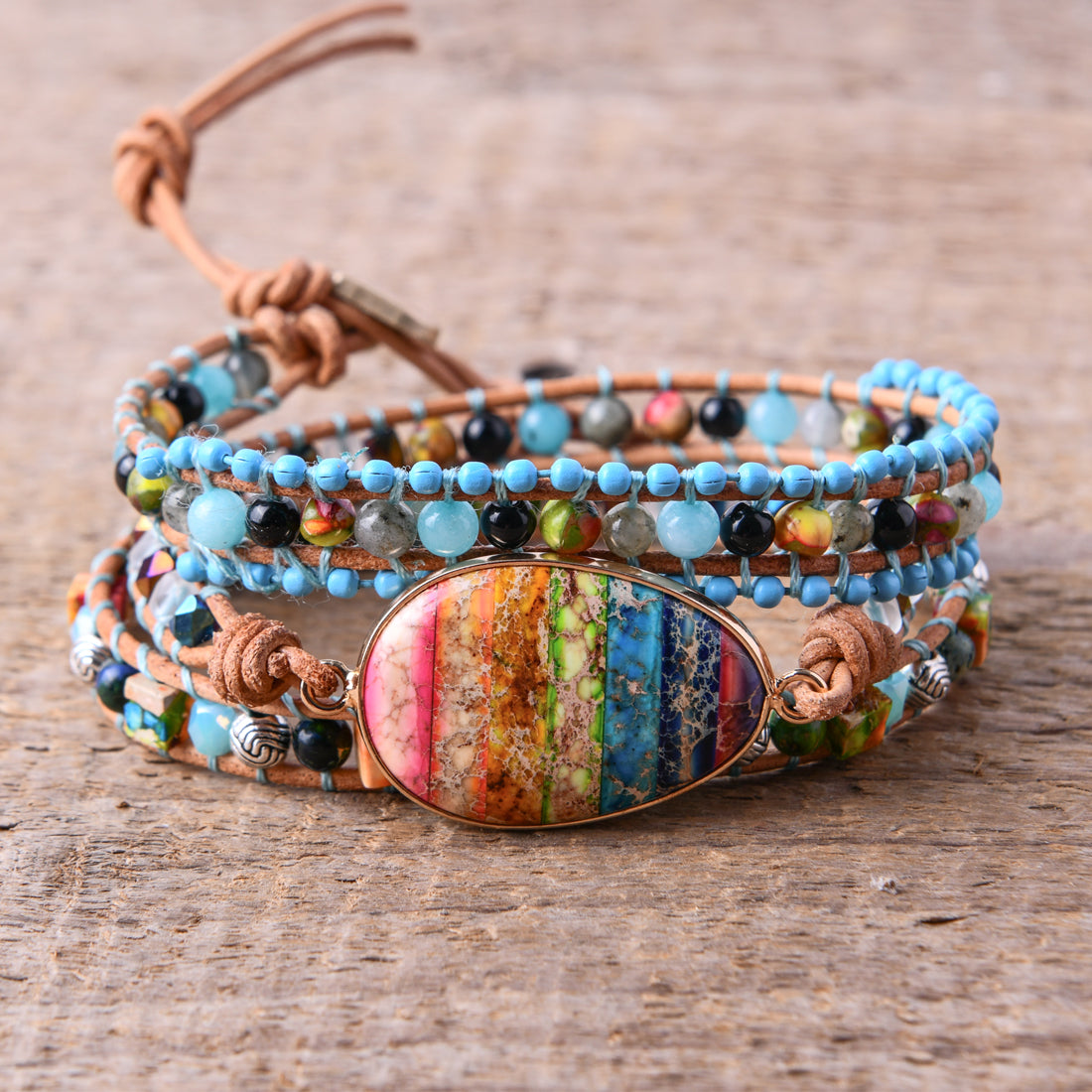 Geometric Braid Bracelets For Adults In Natural Stone With Silver Plated Finish, Ethnic Style Featuring Beaded Chain