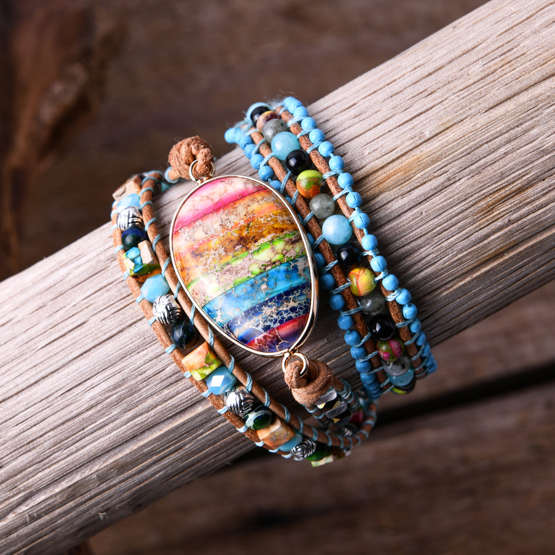 Geometric Braid Bracelets For Adults In Natural Stone With Silver Plated Finish, Ethnic Style Featuring Beaded Chain