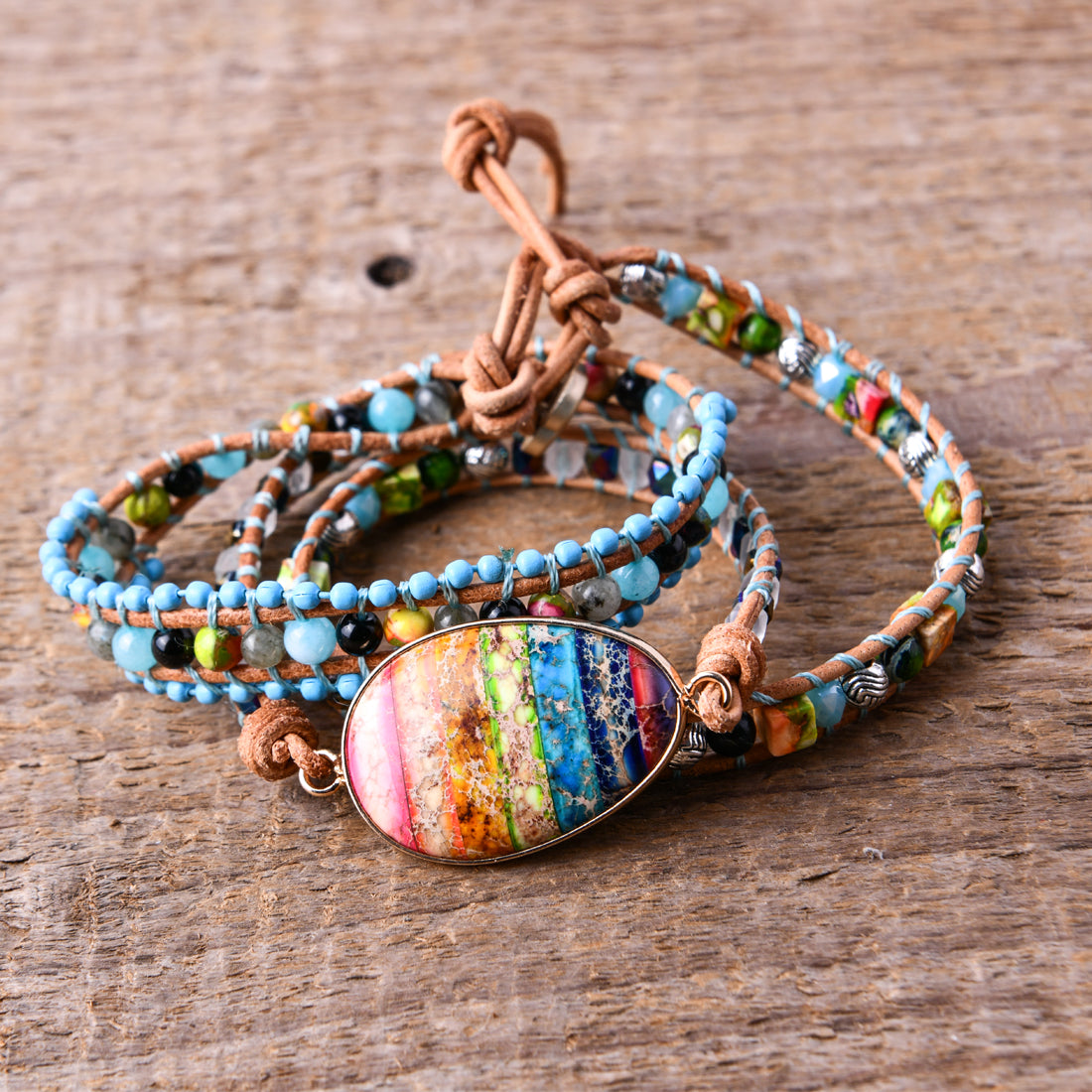 Geometric Braid Bracelets For Adults In Natural Stone With Silver Plated Finish, Ethnic Style Featuring Beaded Chain